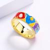 Fashion Irregular Shape Multicolor Epoxy Jewelry Ring Advanced Handmade Enamel Women's for Ring Wedding Jewelry Birthday Gift