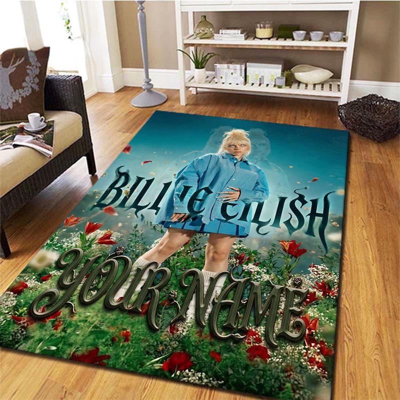 Billie Eilish Custom Name Carpet Rug for Living Room Bedroom Home Sofa Decoration,Kids play Non-slip Floor Mat