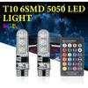 1 Set T10 W5W RGB LED 5050 6SMD Reading Dome Light Remote Control Clearance Wedge Light RGB Colorful Trunk License Plate Lamp Dome Lights 6