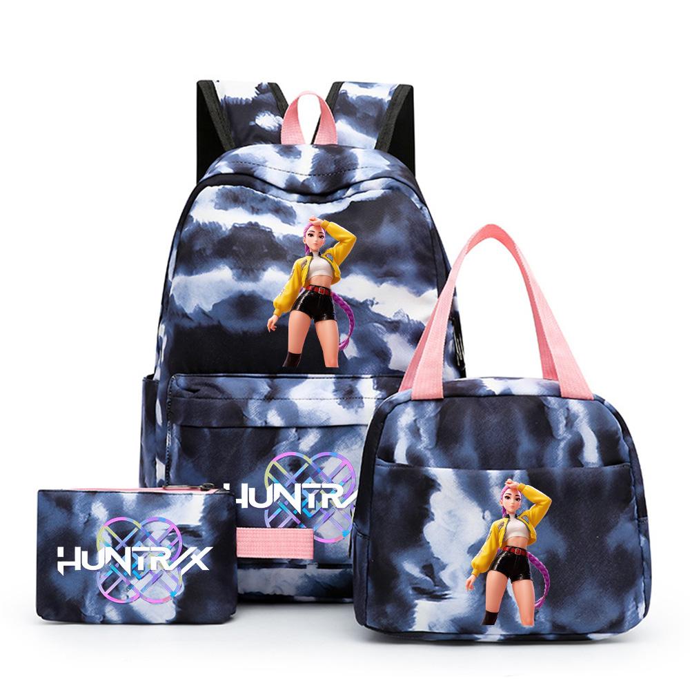 3Pcs/set Anime Cute Kpop Printed Backpack with Lunch Bag Pencil Case for Teenager Girl Boy Bookbag Large Capacity Waterproof Travel Bag Kid Gift