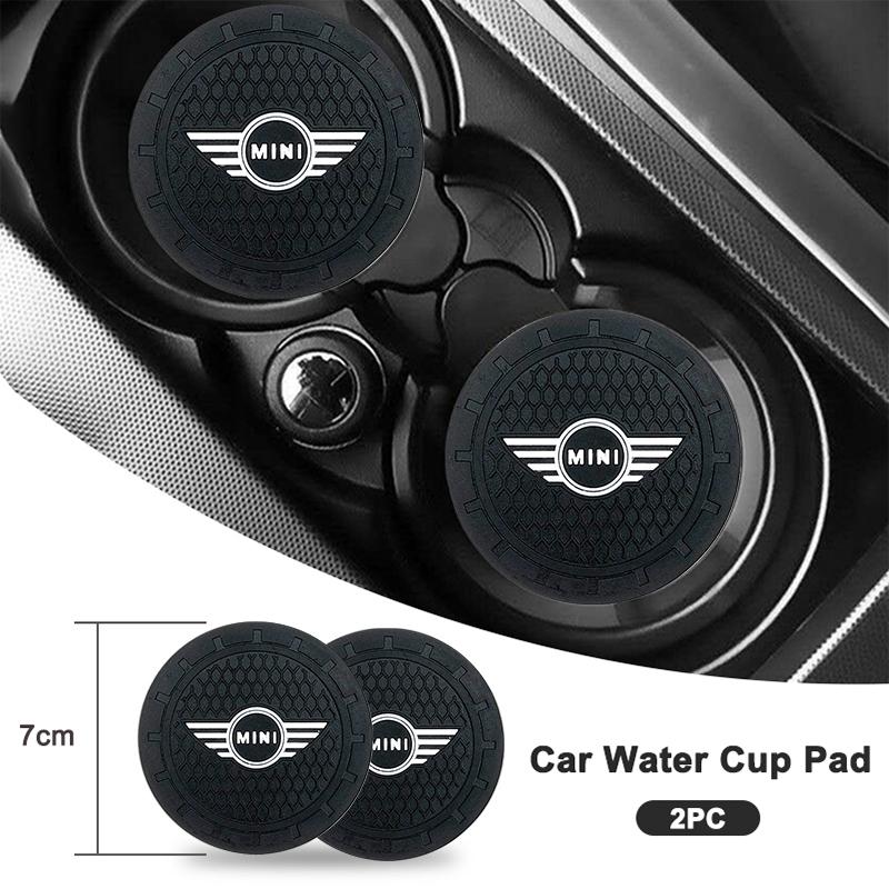 For BMW Mini Cooper Countryman Clubman R55 R56 R60 F54 2Pcs Car Coaster PVC Cars Water Cup Mat Anti Slip Pad Auto Accessories