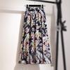 Women Bohemian Flower Long Skirt Summer Beach Sunny Floral Bow Chiffon High Waist Skirt