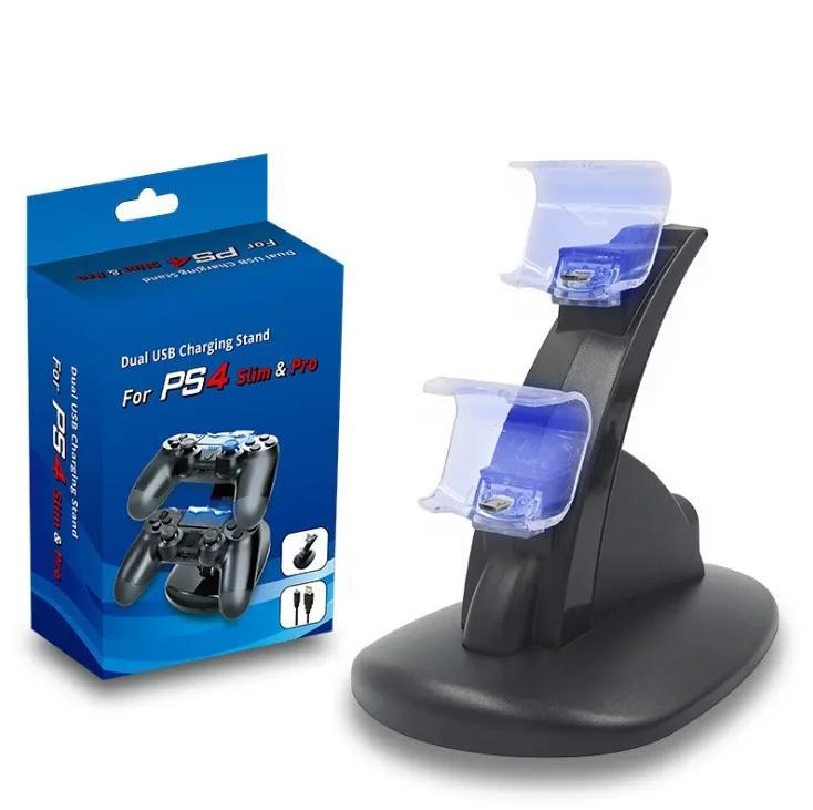 Зарядная станция для контроллеров PS4 со светодиодом, двойной USB-порт, для DualShock 4 / PS4 Slim Pro