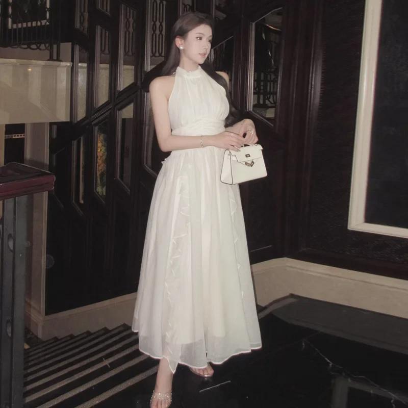 Женское элегантное платье в стиле принцессы 2024 года с оборками и складками на талии