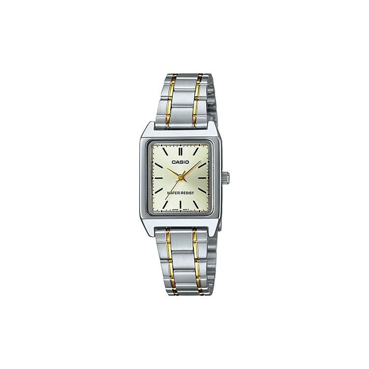 Casio Серия платьев Минималистичные Элегантные Маленький циферблат Кварцевый механизм Ремешок из нержавеющей стали Женские часы Желтый LTP-V007SG-9E