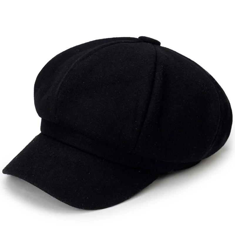 Woolen Solid Color Beret Fashion Outdoor Cotton Hat Autumn and Winter Windproof Hats Men's and Women's Universal Caps