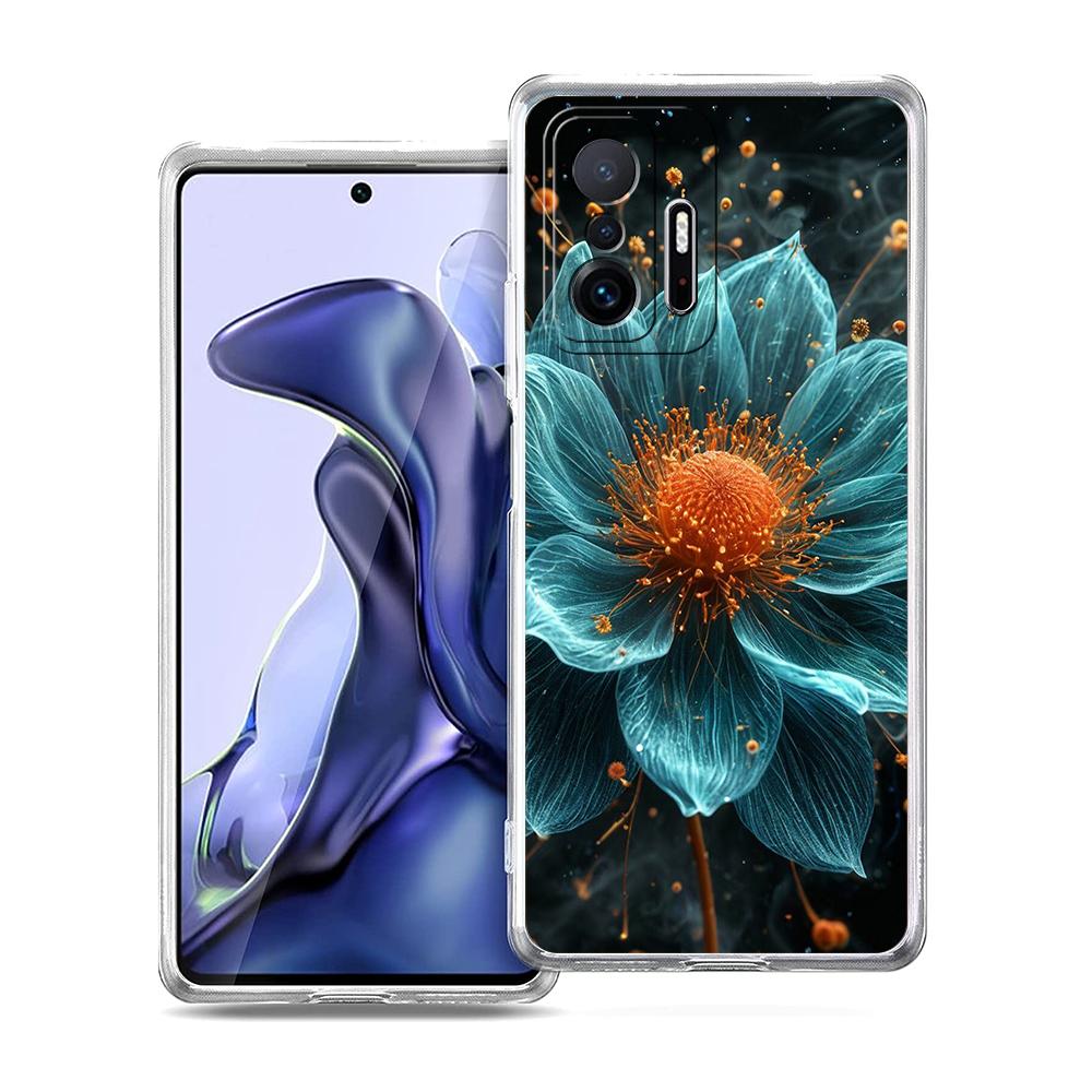 Прозрачный чехол для телефона для Xiaomi Mi 15,14,13,12,11,Ultra,13T,12T,Poco,X3,NFC,F3,F6,Pro,Lite Мягкий ТПУ корпус Милый мешочек с белым лотосом