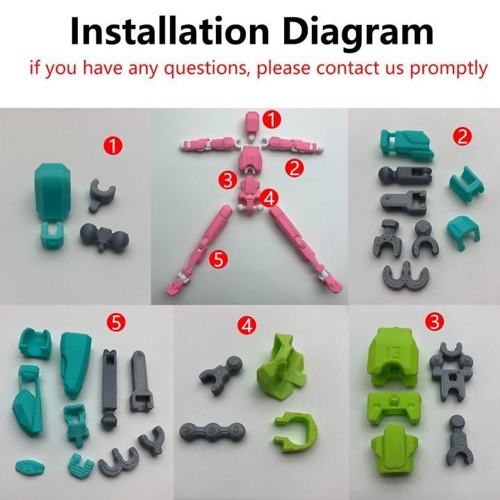 Qingsi Multi-joint Movable Robot 3D Printed Human Body Model Toy PVC Model Full Body Mobile Robot Desktop Decoration