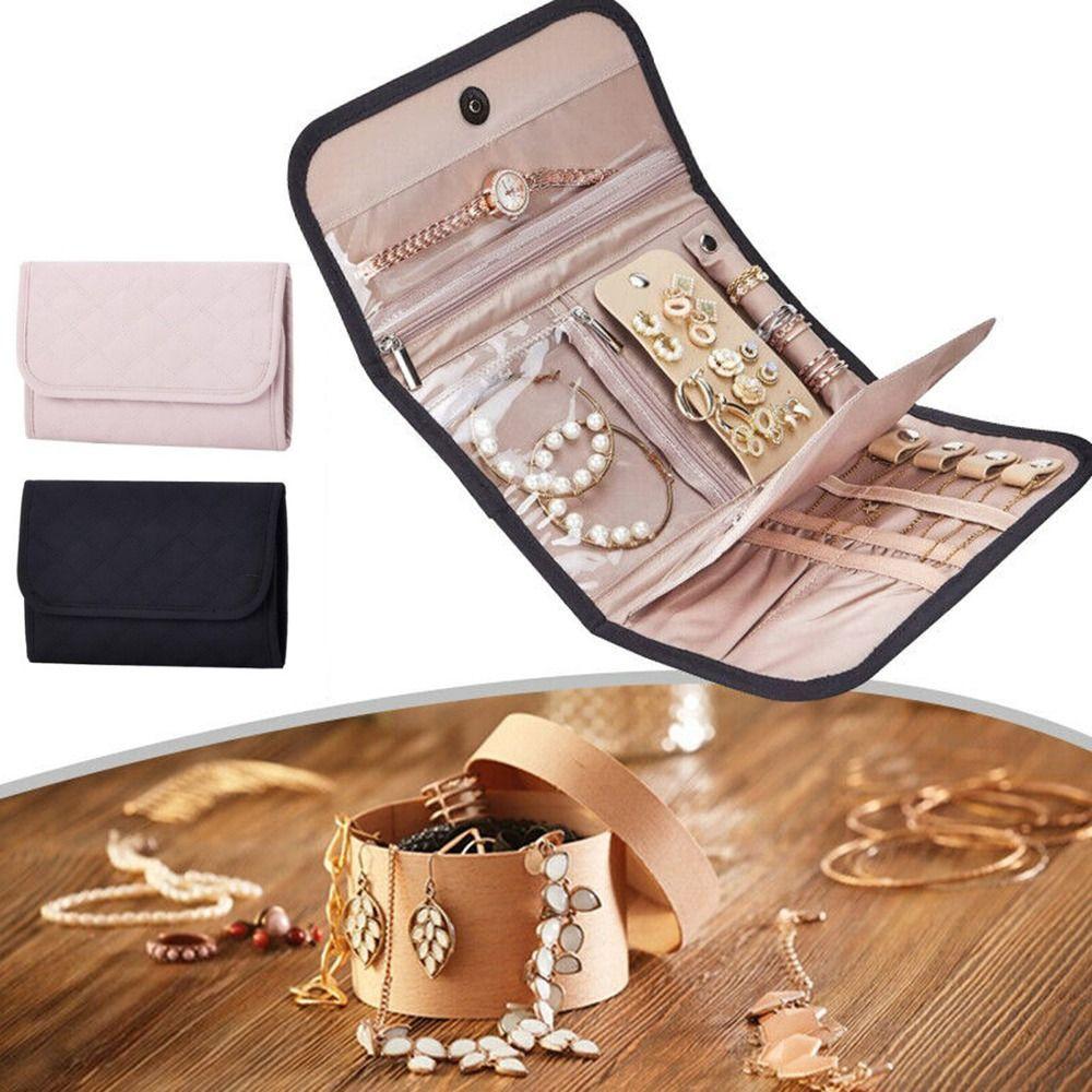 Foldable Jewellery Storage Bag with Zipper Jewelry Case  for Rings/Necklace/Earrings