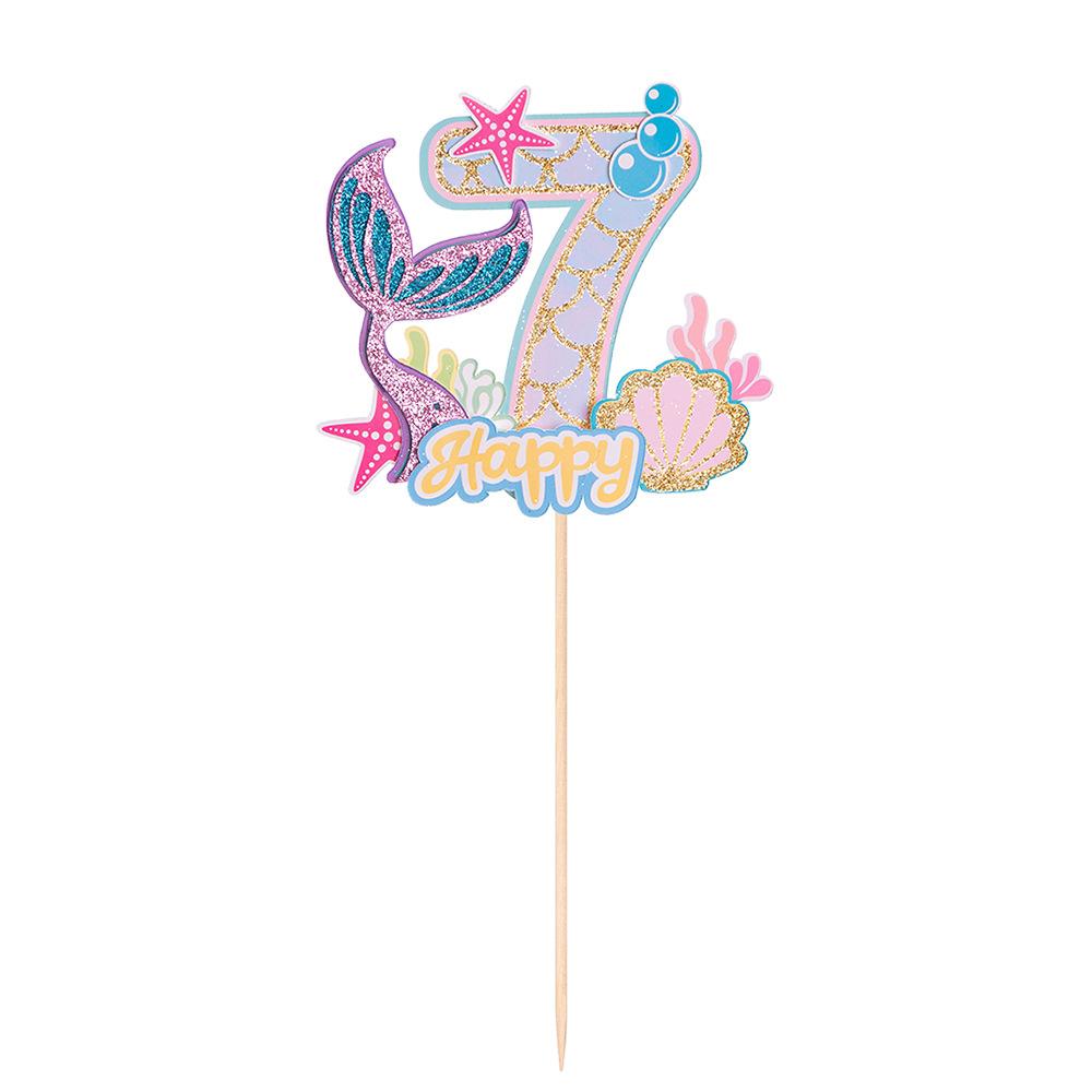Хвост русалки С Днем Рождения Торт Украшение для вечеринки в честь Русалочки 1-10 цифр Украшения для кексов для девочек День рождения Baby Shower Декор