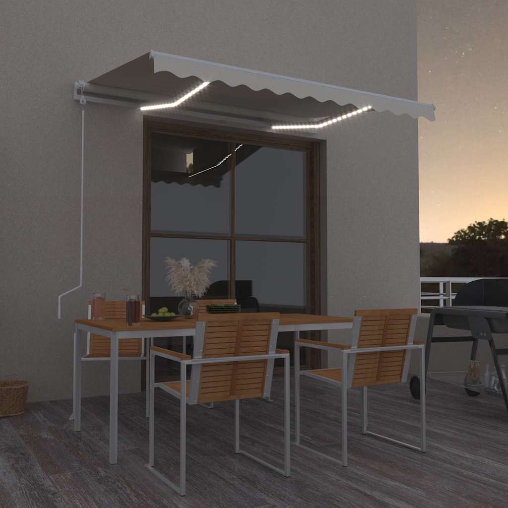 Automatic Awning with LED & Wind Sensor 350x250 cm Cream