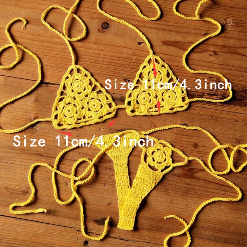 Мини-бикини ручной работы крючком - Пляжный микро-купальник для загара