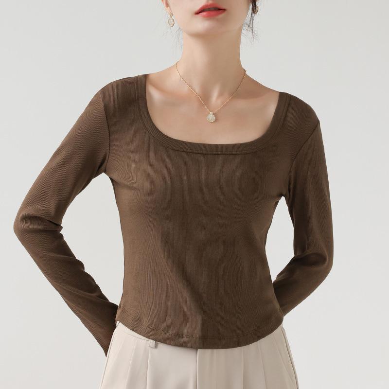 Футболка с длинными рукавами и квадратным воротником для женщин