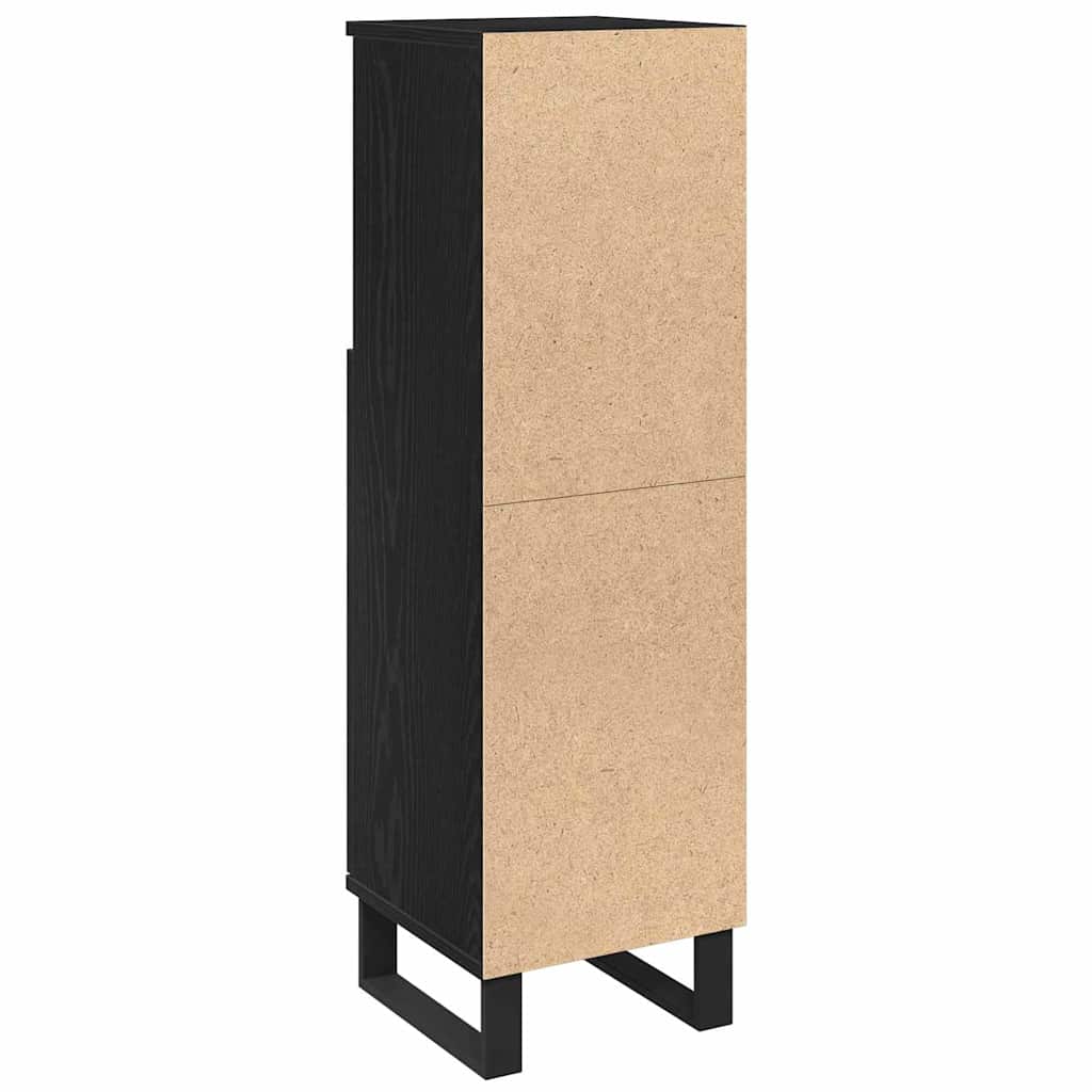 Bathroom Cabinet with Door Black Oak Effect 30 x 30 x 100 cm