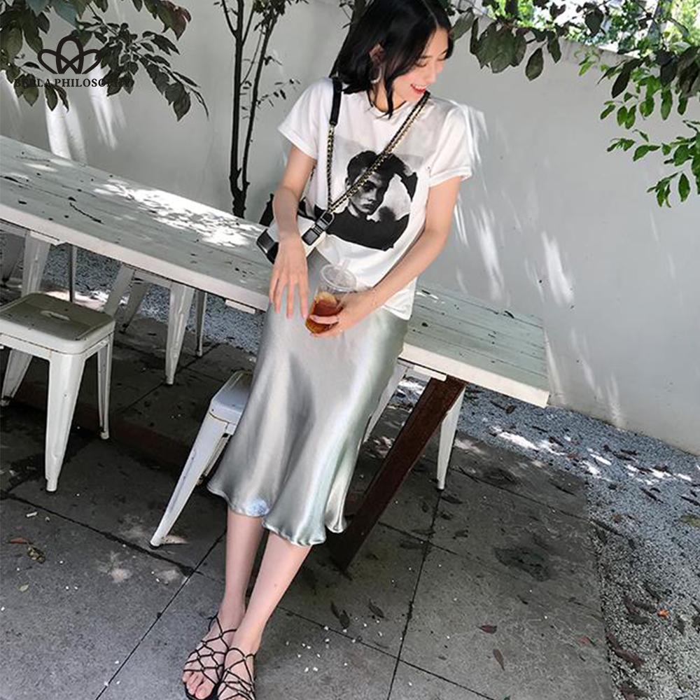 Женская глянцевая макси юбка металлических цветов