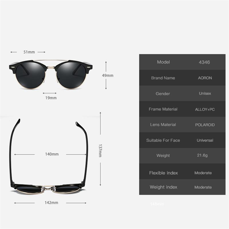 Classic Design Round Frame Men Women Black Polarized Sunglasses Outdoor Anti Glare UV400 Protection Sun Glasses