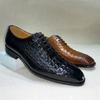 Men's Python Genuine Leather Dress Shoes Lace-Up Pointed Toe Wedding Formal Oxford Business Shoes In Black/Brown for Banquet