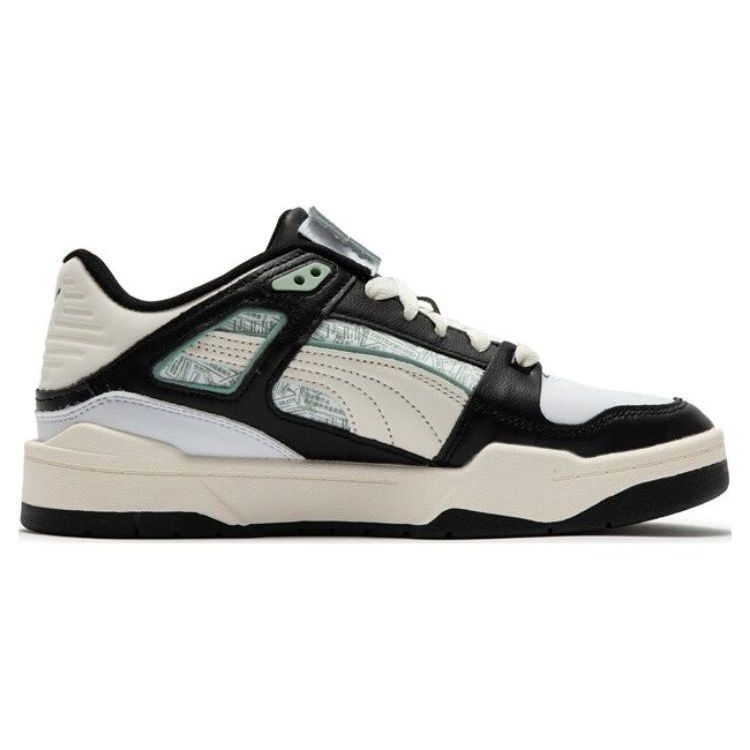 Puma Slipstream Top Grain Leather Synthetic Retro Sports Casual Low-Top Lifestyle Shoes Unisex Sneaker Black White 395232-01