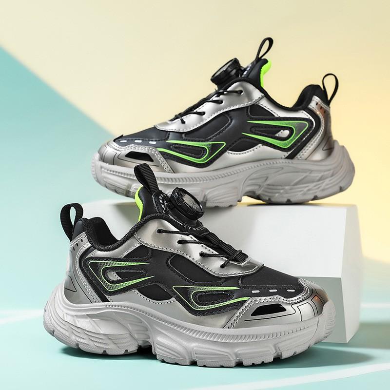 Youth style shoes Boys Waterproof Running Shoes Kids Lightweight Breathable Outdoor Indoor Sport Sneakers With Rotating Buckle