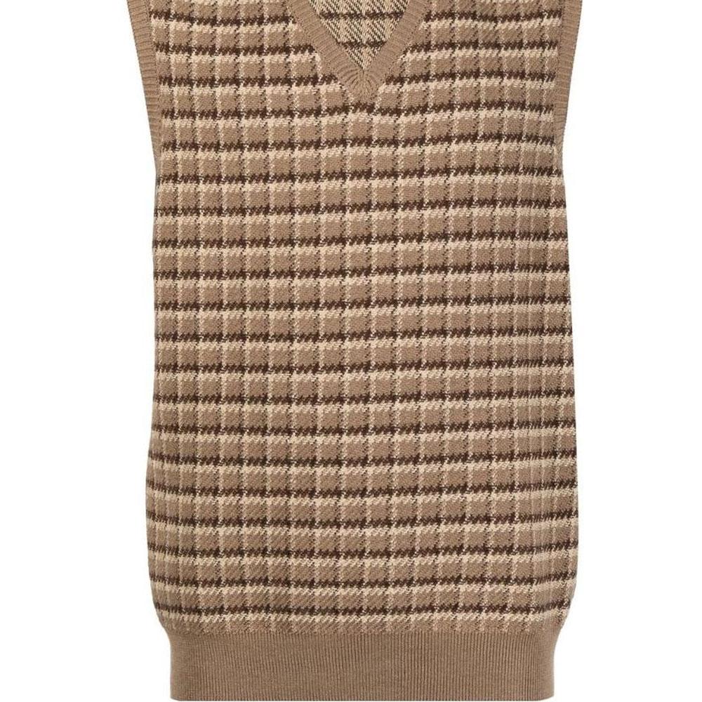 Polo Ralph Lauren SS23 Houndstooth V-Neck Sweater Men Sweater Beige 710864068-001