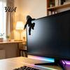 Unique Screen Edge Figurine Dark Hooded Villain Monitor Figurine, Cool Faceless Hanging Ornament, Mystery Cloaked Character Ornament PLA Creative