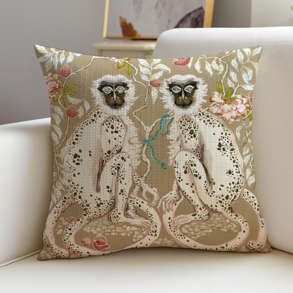 Paige Gemmel MonkeyS Cushion Cover Breathable and skinfriendly linen pillowcase square removable and washable cushion