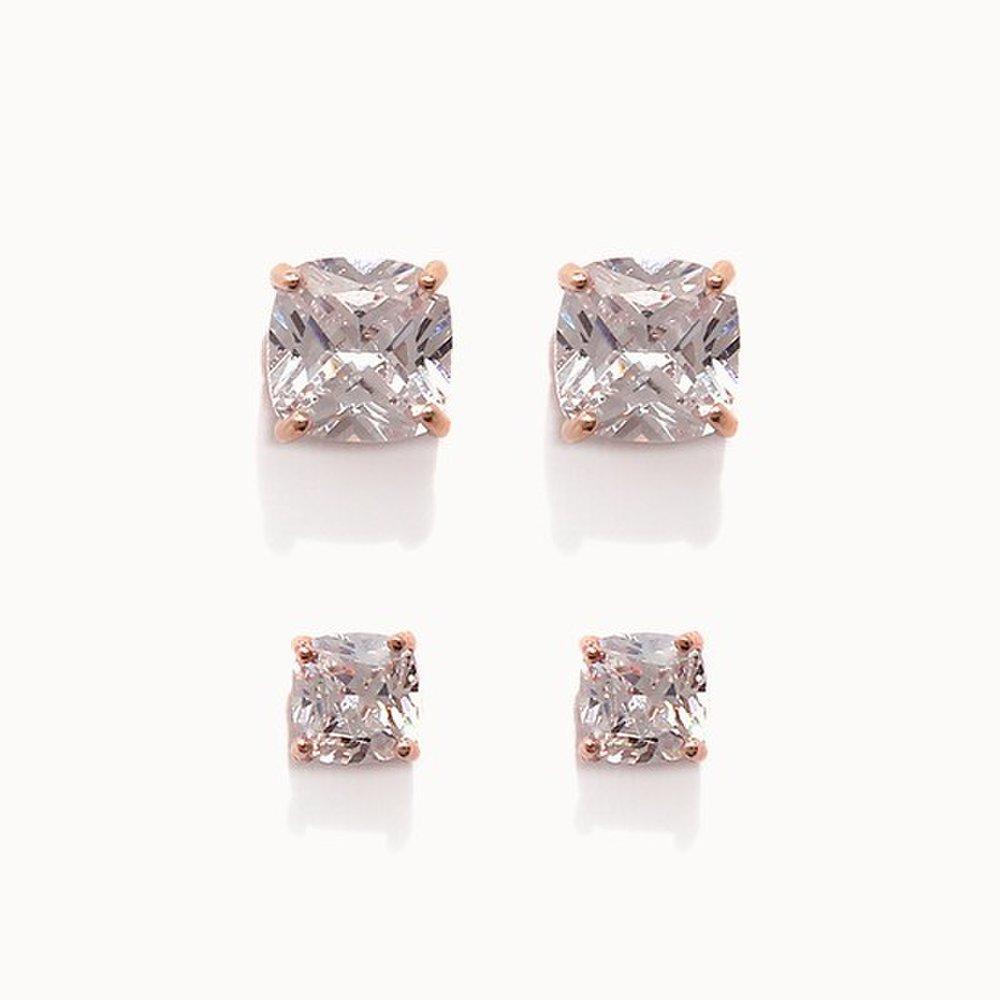 Jlauren 01M03273 Daily Rose Gold Cubic Zirconia Earrings - 4mm