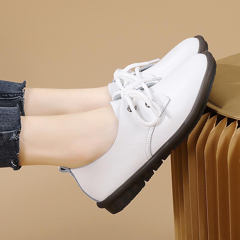 Женские топсайдеры, кожаные удобные туфли на плоской подошве для вождения, повседневные прогулочные туфли больших размеров, минималистичная обувь для беременных, женские демисезонные полуботинки
