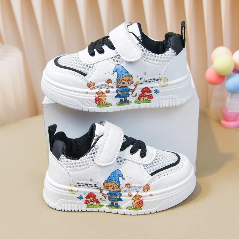 Summer Autumn Kids Toddler Shoes Cartoon Leather Low Top Sneakers For Boys Girls White Casual Walking Trainers