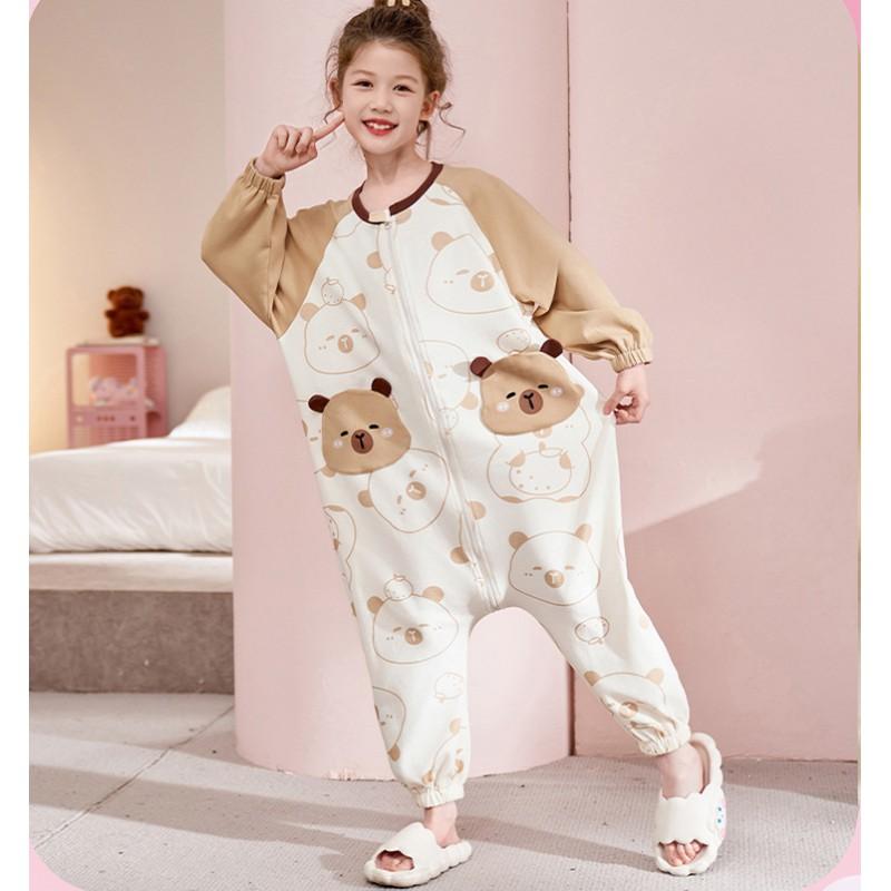 Girls Cotton Long Sleeve Zipper Pajama Set Cartoon Print Sleepwear Kids Ages 8 Fall Home Wear