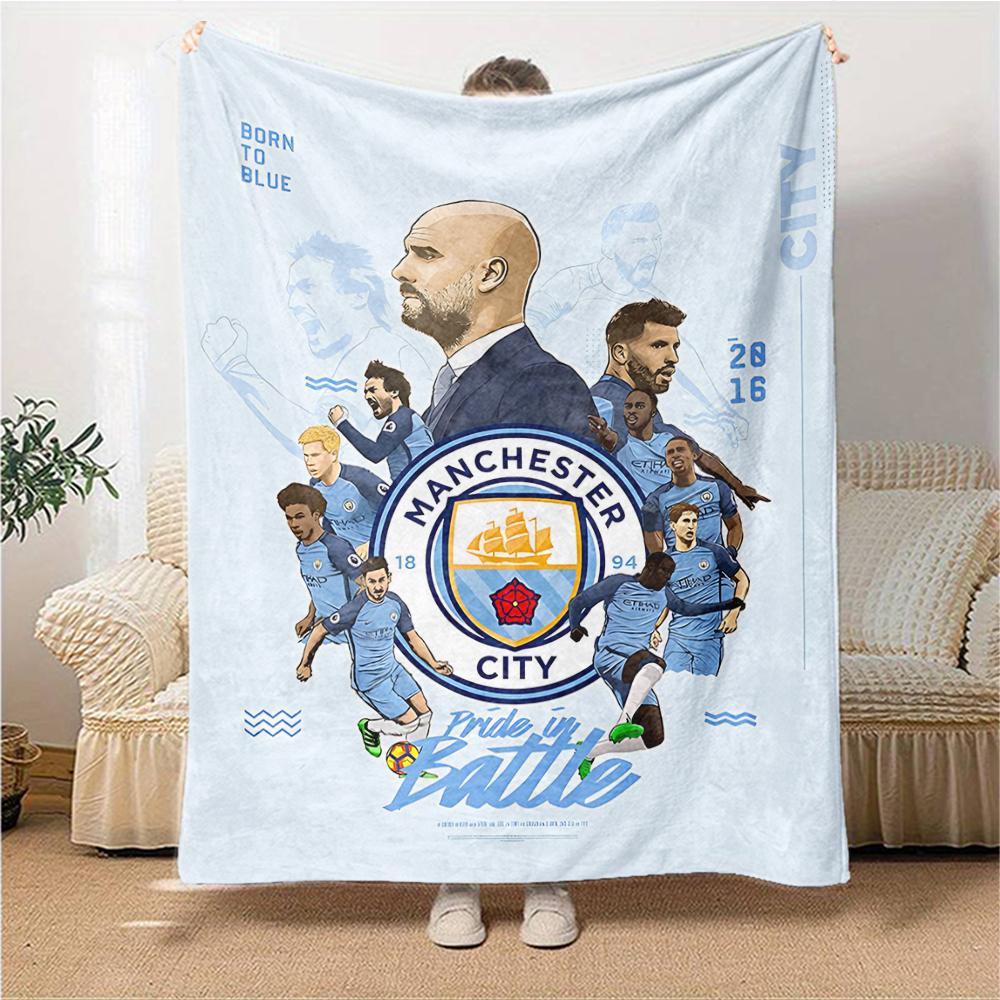 Manchester Crest Blankets Flannel Printed Breathable Warm Throw Blanket for Home Office Bedspreads 0708a4