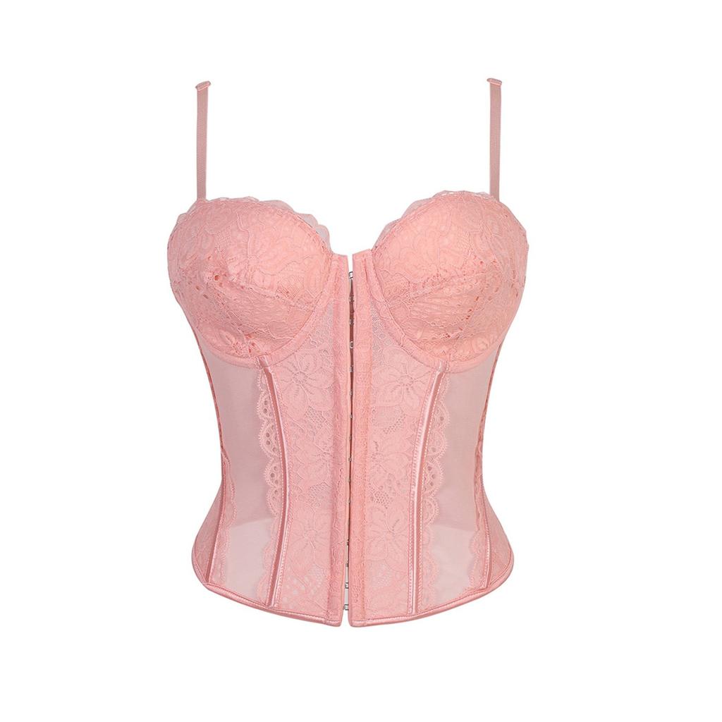 Women's Sexy LaceBack Zip Corset Top Bustier G-string Body Shapewear