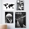 Black and White Photography Vintage Camera Record Railway World Map Poster Wall Art Canvas Painting Nordic Picture Home Decor