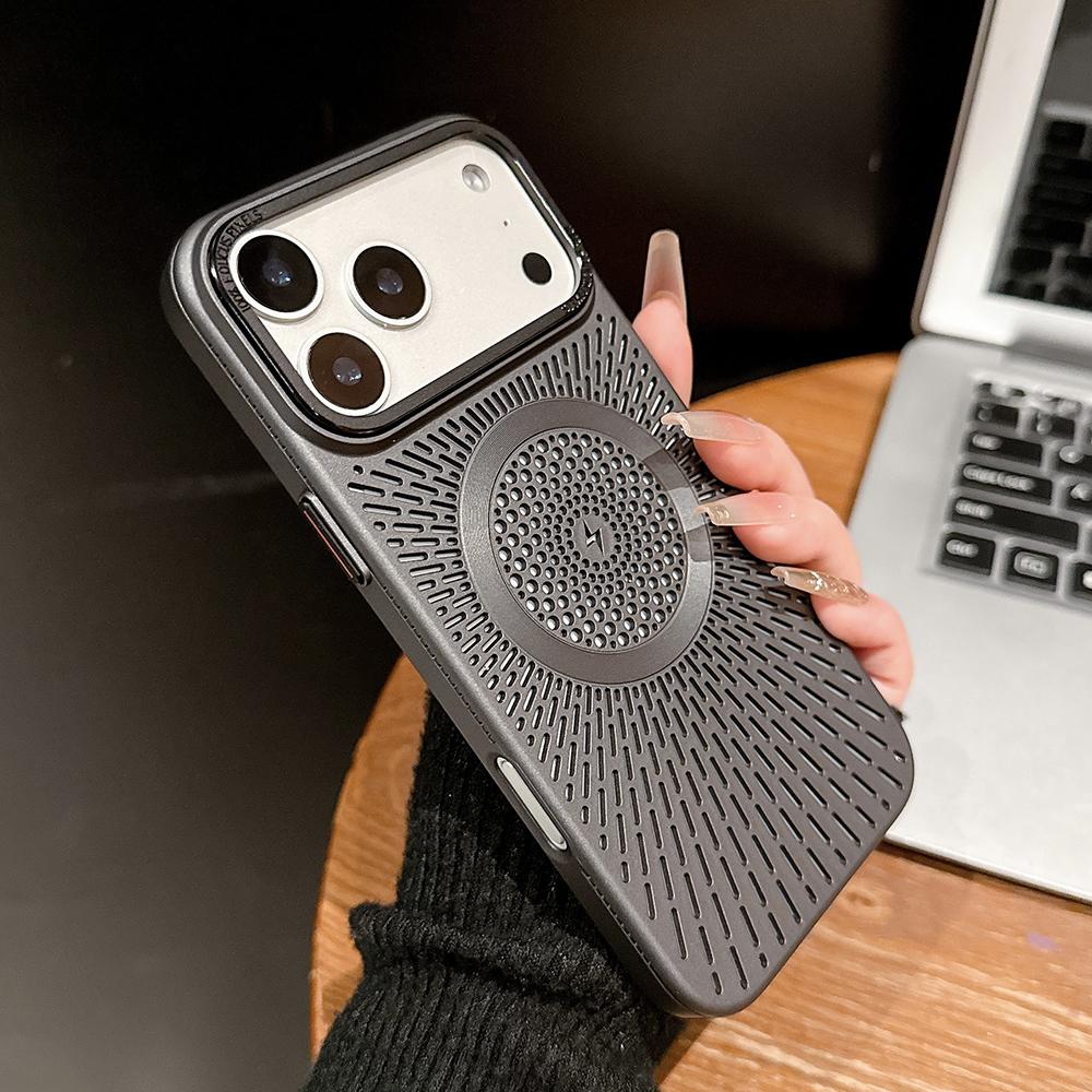 Роскосный Охлаждающий Чехол с Рассеиванием Тепла Полый Для iPhone 17 15 14 13 16 12 Pro Max Plus 17Pro 17 Для MagSafe Магнитный Матовый Чехол