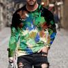 Colorful Graffiti 3D Digital Printing Men's Street Trendy Round Neck Long Sleeve T-shirt