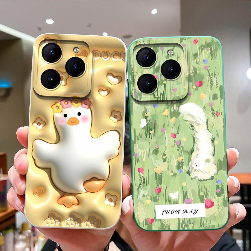 Чехол для Realme C61 C63 Милые Девушки Чехлы для Телефона Для Realme C 61 Защита Камеры Жидкий Силикон Защита от Падений Мягкая Задняя Крышка Capa