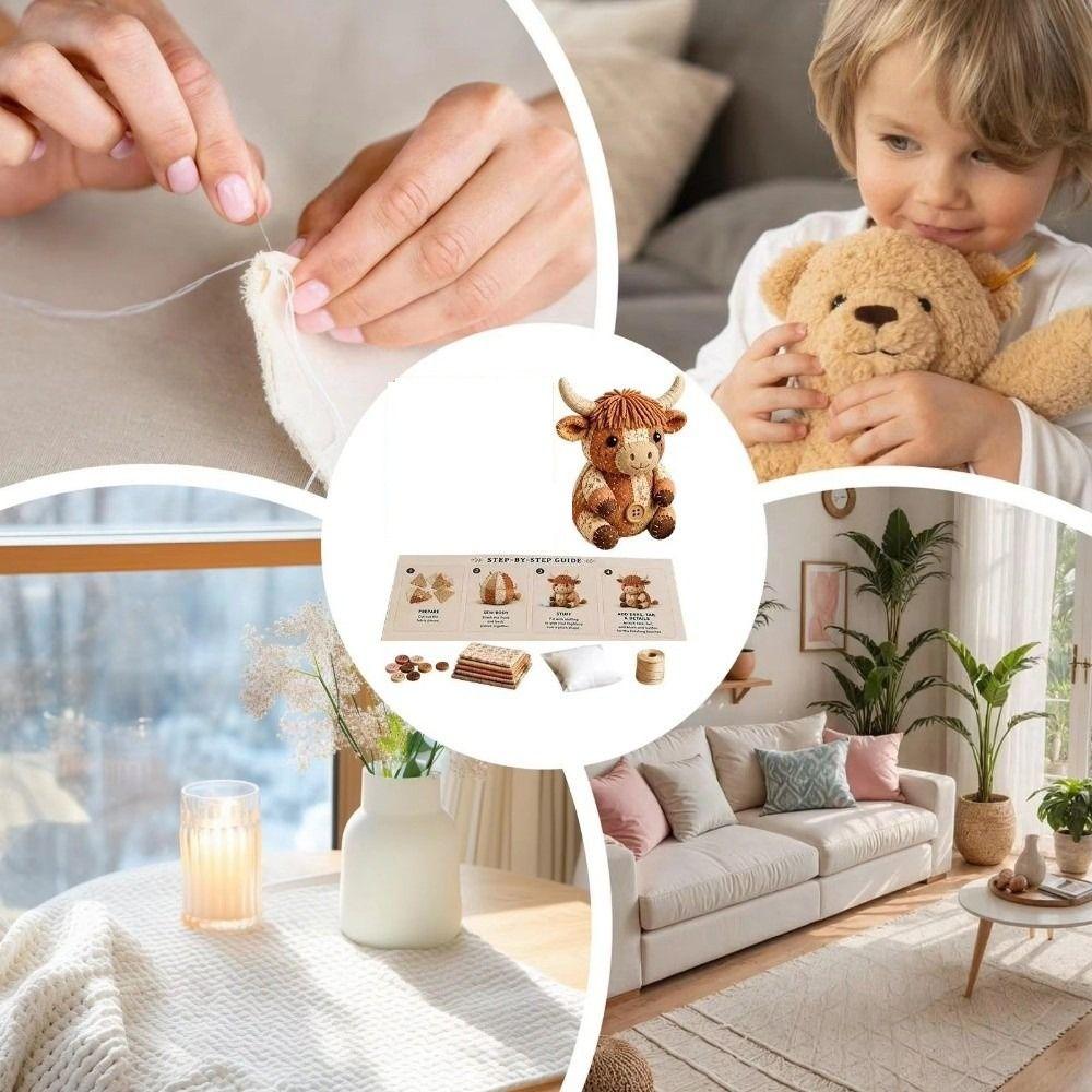 Handmade DIY Patchwork Animal Kit Vintage DIY Craft Set Hand Sewing Kit Travel Activity