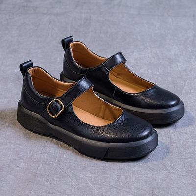 Туфли Мэри Джейн 2025 весна новые лоферы толстый каблук мягкая подошва одинарные туфли женские в британском стиле с открытым подъемом универсальные маленькие кожаные туфли