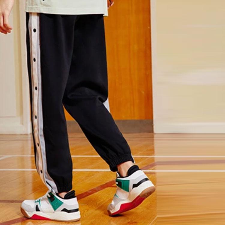 Li-Ning Трикотажные спортивные брюки с цветными блоками на пуговицах, мужские, черные AKLS481-2