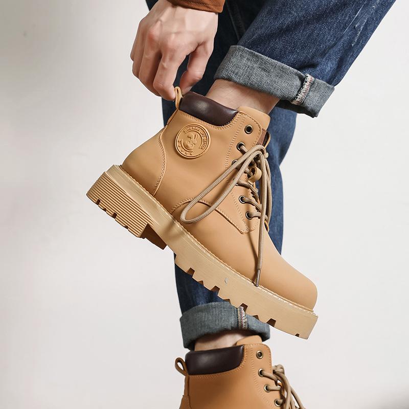 Martin Boots Men's Winter Thick-soled High-top British Wind Mid-top Short Boots Increase the Height and Kick the Big Yellow Boots 20240-M