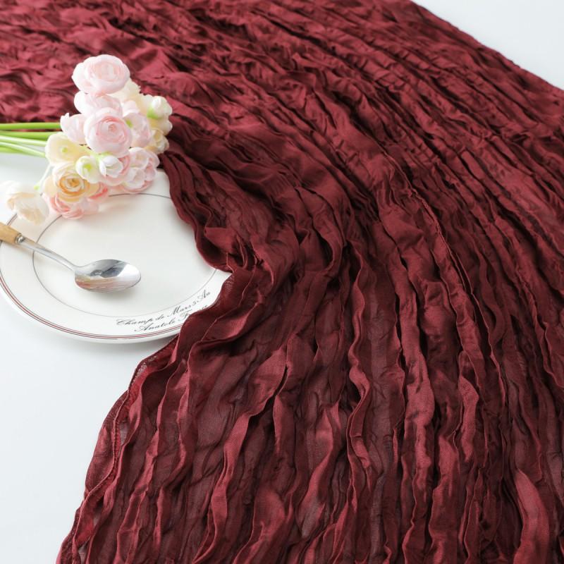 Linen-Style Crinkled Table Runner Dining Decor European Vintage Design Solid Color 90x180cm/90x300cm