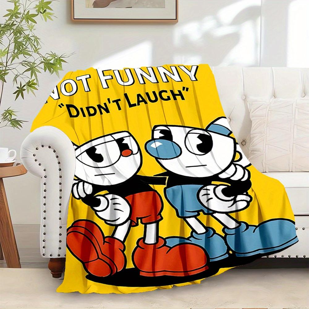 1 шт. Плед из фланели с минималистичным принтом Cuphead, Mugman. Подходит для всех сезонов, идеален для дома, путешествий или кемпинга 28