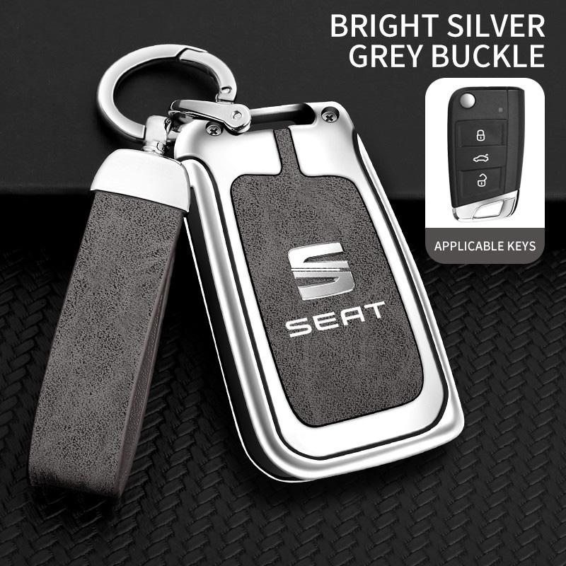 rldf3 Alloy Leather Car Remote Key Protection Cover Shell For Seat FR Ateca IBIZA Leon Alhambra Arosa Exeo Cordobe Mii Tarraco Toledo