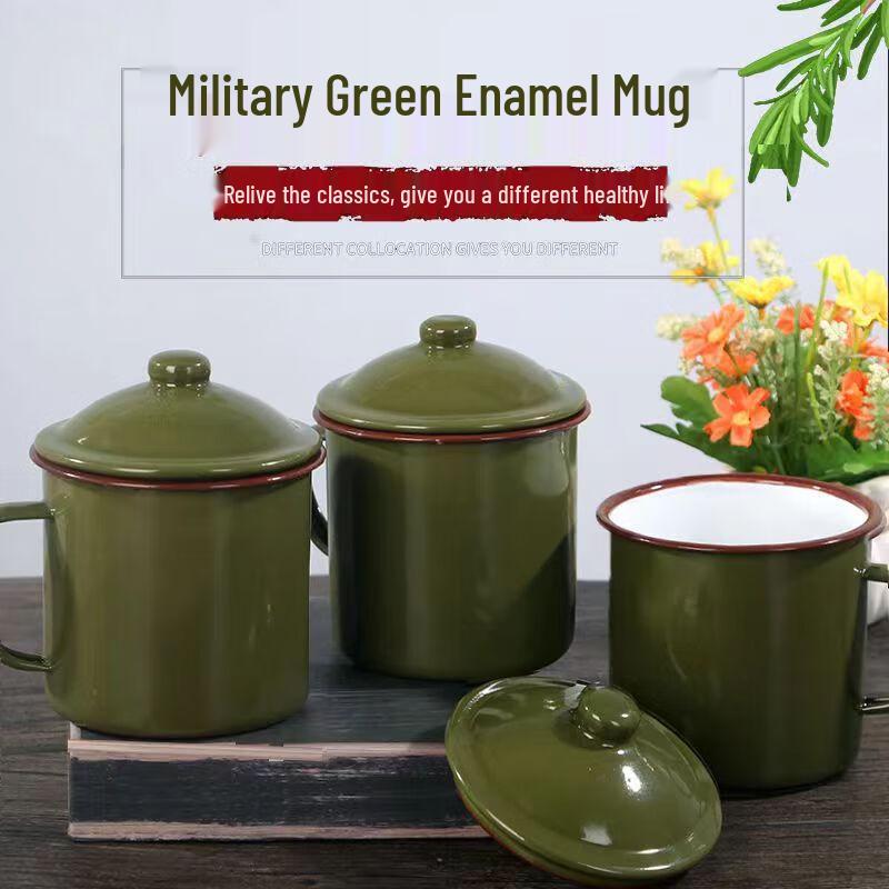 Old-fashioned Customizable Enamel Tea Mugs with Lids