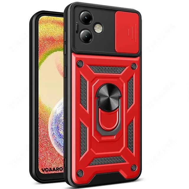 For Motorola Moto G14 4G G54 G84 5G Slide Lens Camera Protection Shockproof Armor Case for Moto Edge 40 Pro Neo 30 Ultra Magnetic Ring Holder Cover