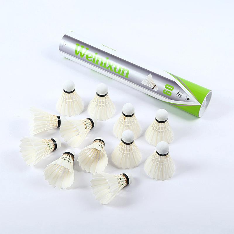 12Pcs Professional Badminton Balls,White Goose Feather Shuttlecock Stable Training Sport Badminton Ball Sport Accessories