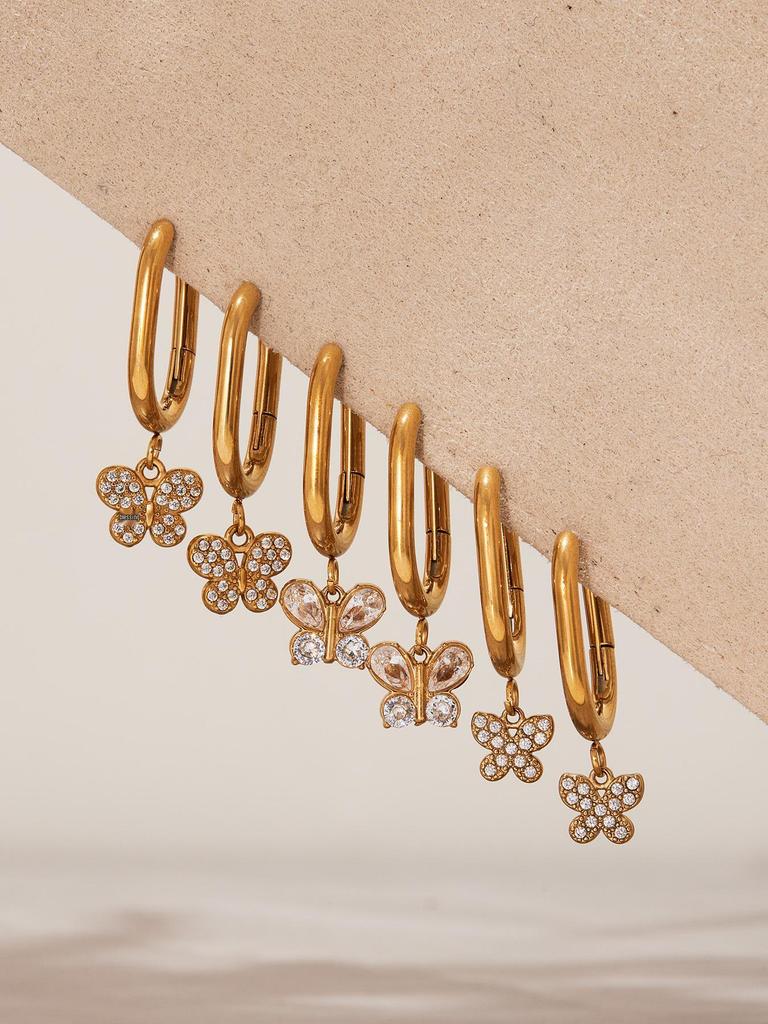 Oumika Позолоченные серьги-бабочки с бриллиантами для женщин