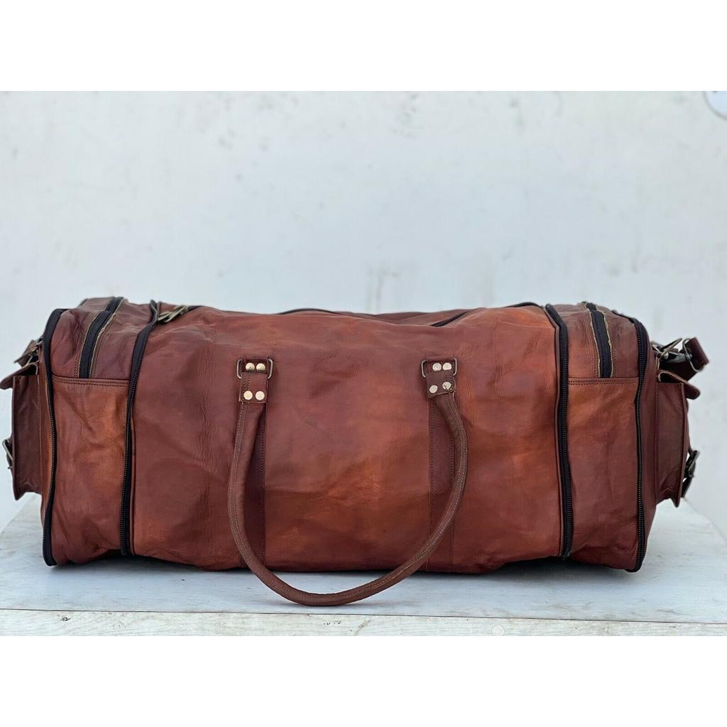 Складная дорожная сумка для ручной клади из козьей кожи на выходные, дорожная ночная сумка