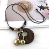 Hollow Leaves Wooden Pendant Necklace Boho Sweater Necklace Vintage Necklace  for Women Men