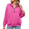 2024 European And American Autumn And Winter New Solid Color Zipper Long Sleeved Loose Pullover Sweatshirt Jacket For Women